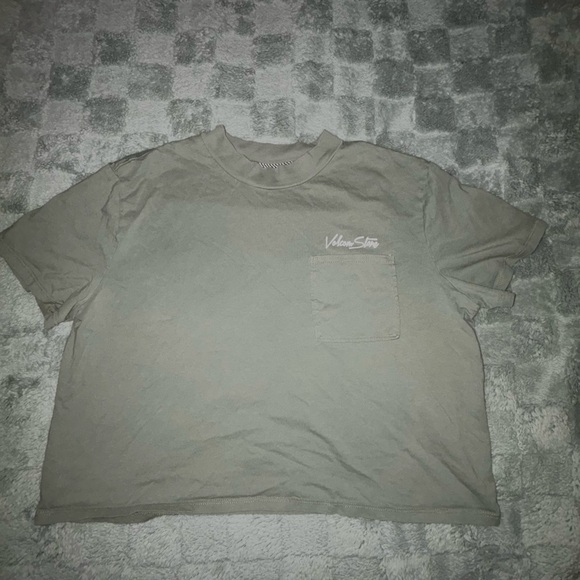 Volcom Olive Green Crop Top Short Sleeve Tee - Picture 1 of 5